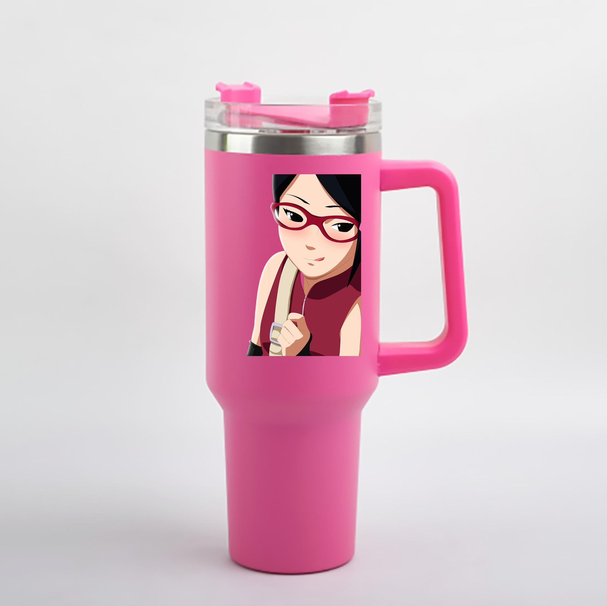 （画像用） NARUTO -ナルト- うちは サラダ Uchiha Sarada 1200mL車用タンブラー - クリスタルステッカー（プラスチックストロー付き）